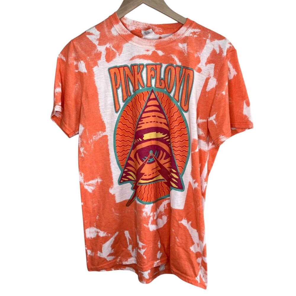 Pink Floyd Orange Tie-Dye Retro Graphic Tee Gildan Softstyle Ring Spun unisex M
